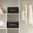 linen closet organizers and storage, 3 Pack Large Storage Baskets, Washable, Clothing Storage Bins with Handle, Closet Organizer for Storage Sweater,Sheets (Black, 18½"x13½"x8½") by CozyNest Decor