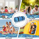 PY SUPER MODE Picnic Blankets Extra Large, Waterproof Foldable Outdoor Beach Blanket Oversized 83x79” Sandproof, 3-Layer Picnic Mat for Camping, Hiking, Travel, Park, Concerts(Blue Leaves) by TinyTreasures Baby Boutique