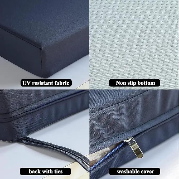 Patio Chair Cushions Non Slip Bottom Chair Pad with TiesSet of 2 Waterproof Square Outdoor Seat Cushion Replacement for Garden Swing Furniture 18x18 Inch, Navy Blue, photo 4 of 6
