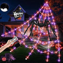 Halloween Spider Web Lights 550 LED Lighted Spider Web 16.4Ft Giant Halloween Decorations Light up with 8 Lighting Modes Waterproof & Timer for Indoor Outdoor House Haunted Yard Decor, Orange & Purple by CozyNest Decor