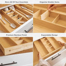 Adjustable Kitchen Drawer Organizer for Utensils and Junk, Food-Safe Contract Grade with 100% Sustainable Wood, Expandable from 16 to 28 Inches Wide - Natural Bamboo by CozyNest Decor