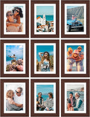 Vittanly 5x7 Picture Frames Set of 9, Shatter Resistant Plexiglass, Display 4x6 Pictures with Mat or 5x7 without Mat, Photo Frames for Wall or Tabletop, Engineered Wood, Walnut by CozyNest Decor