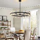 Modern Black Crystal Chandelier,36" K9 Crystal Chandeliers for Dining Room Over Table,Wagon Wheel Chandeliers for Dining Room,Living Room,Foyer,Includes 36XG4 Bulbs by CozyNest Decor