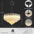 Modern Clear Glass Chandelier, 14" Round Crystal Dining Room Chandelier, Small Black Pendant Light Hanging Fixture for Bedroom, Kitchen Island Light Dimmable Ceiling Lighting Chandeliers for Bathroom by CozyNest Decor