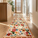 Floral 2x10 Area Rug Machine Washable Soft Print Boho Carpet Non Slip Doormat Low Pile Flower Area Rugs for Living Room Bedroom Nursery Kitchen Dining Room Indoor-Light Orange by TinyTreasures Baby Boutique