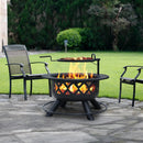 BALI OUTDOORS Fire Pit with Poker, 32 inch Outdoor Fire Pit Patio, Wood Burning Firepits for Outside with Grill by GreenHaven Gardens