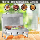Tabletop Gas Grill 3 Burners, Stainless Steel Portable Propane Grill with Foldable Legs for Outdoor Patio Backyard Camping, Tailgating, RV Trip, Heavy Duty & 24000BTU, GS307 by GreenHaven Gardens