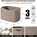 Storage Baskets for Organizing Shelves, Woven Cotton Rope Bins for Baby Nursery Organization, Book Toy Towel Organizer, 15"x11"x9.5", 3 Packs, Dark Brown by TinyTreasures Baby Boutique