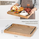 Axeman Wooden Serving Tray with Metal Handles|Ottoman Tray for Breakfast, Bed, Couch|17x13in Ash Wood Coffee Table Trays|Food Drinks Decorative Storage Boards for Ottoman Kitchen, Natural by CozyNest Decor