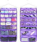 Dual Sided Hanging Organizer for Jewelry Makeup Storage Closet Organizers for Bows Socks Underwear with 42 Clear Pockets (PURPLE) by CozyNest Decor