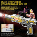 Light Up Toy Gun with Sound Effects & Spray for Ages 3, 4, 5, 6, 7+ Boys - Unique Barrel Telescopic Action - Ideal Halloween Christmas Birthday Gift for Toddlers Kids (Batteries Not Included) by TinyTreasures Baby Boutique