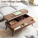 Solid Oak Wood Lift Top Coffee Table for Living Room, Mid Century Modern Tables with Drawers and Large Storage, Coffee Tables for Small Spaces (Oak Walnut Color, 39.37" W x 21.65" D x 25.59" H) by CozyNest Decor