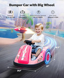 ELEMARA Toddler Bumper Car with Big Wheels, 2.2 Mph, Ride On Toys for Toddlers with DIY Stickers, 12v Electric Bumper Cars for Kids with Bluetooth,LED Light,Music for Indoor Outdoor,Peach Pink by TinyTreasures Baby Boutique
