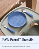 Lalo PAW Patrol Utensils - Toddler Fork and Spoon Set - Stainless Steel and Silicone Ergonomic Toddler Utensils - Children Safe Flatware Set - 2 Pieces - Chase by TinyTreasures Baby Boutique
