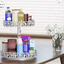 2 Tier Lazy Susan Organizer Turntable Adjustable,12 Inch Two Tier Lazy Susan Metal Easy Assembly Cleaning, Rotating Spice Rack Organizer for Cabinet Dining Table Kitchen Countertop White by CozyNest Decor