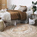 Lahome Boho Round Area Rug - 5Ft Machine Washable Round Bedroom Rugs Non-Slip Throw Large Round Rugs for Living Room, Oriental Distressed Print Circle Rugs for Office Dining Room Kitchen Classroom by TinyTreasures Baby Boutique