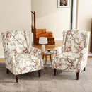UIXE High Back Floral Accent Chairs Set of 2, Fabric Upholstered Armchair for Living Room, Retro Wingback Arm Chair with Solid Wood Leg, Nailhead Trim Single Sofa Bedroom Reading Seat - Beige by CozyNest Decor