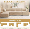 Modular Sectional Sofa, 130.7 Inch U Shaped Couch Set for Living Room, 4-Seater Comfy Cloud Couches with Two Movable Ottoman, DIY Combination, Plush Corduroy, Beige by CozyNest Decor