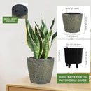 Dexceder 11x10 Inches Self Watering Planter Indoor Outdoor, Inner Pot Design, Thickened Table Flower Plant Pot with Water Level Indicator (Black Gold Crackle) by GreenHaven Gardens