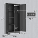61" H Metal Storage Cabinet, Utility Cabinets with Locking Doors, Laundry Cabinet with Hanging Rod, Garage Tool Storage Cabinets for Home Office, Garage, Bathroom (Black) by CozyNest Decor