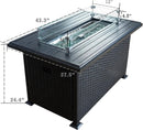 Kozyard Outdoor Patio Propane Gas Fire Pit Table - 50,000 BTU Wicker Design with Aluminum Tabletop, Glass Wind Guard, Clear Glass Rocks, and Slide Out Tank Holder - Ideal Patio Fire Table (Gray) by GreenHaven Gardens