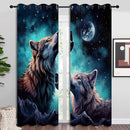 Wolf Blackout Curtains for Boys Girl Bedroom Decor,Starry Sky Howling Wolf Under The Full Moon Thermal Insulated Grommet Drapes Darkening Window Curtain for Living Room Home 84x84 inch by TinyTreasures Baby Boutique