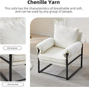 YISHENG Accent Chair with 6-Angle Adjustable Backrest, Chenille Fabric Living Room Chair Upholstered Lounge Chair, Modern Chair Cozy Reclining Chair for Reading Room, 1PC White by CozyNest Decor