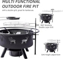 NATURAL EXPRESSIONS 32 Inch Large Fire Pit with 2 Grills, Outdoor Wood Burning Fire Pit with Cooking Grate, Lid, Poker and Round Waterproof Cover for Patio, Ourside, Bonfires, Picnic, Party. by GreenHaven Gardens