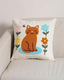 katre home madame & textile Cat Throw Pillow Cover – 100% Cotton Embroidered Decorative Cushion Case 18x18 – Handmade Punch Needle Pillow for Sofa, Bed, Couch or Gift for Cat Lovers by CozyNest Decor