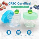 WILLDAN Glass Baby Food Storage Jars w/Lids (4 oz, 6 Pack Set) Snack, Puree, Reusable Small Containers, Breast Milk, Fridge or Freezer, Microwave & Dishwasher Safe, Essential Must Have for Infants by TinyTreasures Baby Boutique