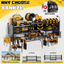 Power Tool Organizer with Charging Station Wall Mount, 3 Layer Expanded Heavy Duty Garage Organization, 48.8 Inch Length Garage Tool Storage, 4 Drill Slot, 16" Standard Hole, Black by GreenHaven Gardens