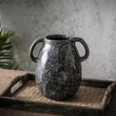Ceramic Modern Farmhouse Vase with 2 Handles, Black Ceramic Vases for Home Decor, Rustic Pottery Vase, Decorative Terracotta Flower Vase, Boho Clay Vase for Table Living Room Shelf Mantel Decor by GreenHaven Gardens