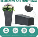 28" Large Tall Square Planters for Outdoor Plants, Set of 2 V-Shaped Planter Box with Black Terrazzo Look, Durable and Weather Resistant, Ideal or Garden, Patio, Porch or Home use. by CozyNest Decor