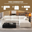 118" L Shaped Modern Sofa Modular Sectional Cloud Couch with Ottoman,Deep Seat Upholstered Couches with Plush Corduroy Fabric for Living Room Furniture,Bedroom and Apartment,No Assembly Required,White by CozyNest Decor