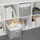 Bidtakay Large Fabric Storage Basket Set of 2 Collapsible Rectangle Basket for Shelves 16" X 11.8" X 11.8" Decorative Organizer Bins for Clothes Toys(White&Quatrefoil Grey) by TinyTreasures Baby Boutique