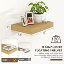 Deep Floating Shelves for Wall | 16 Inch Wide x 12 Inch Deep Floating Shelves Set of 2 | Rustic Oak Wide Wall Shelves | Bookshelf Laundry Shelf TV Shelf Nightstand by CozyNest Decor