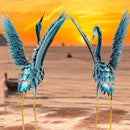 Natelf Garden Crane Statues for Outdoor, Blue Heron Decoy Courtyard Sculptures, Standing Metal Bird Yard Art for Patio Pond Backyard Decor(Set of 2) by GreenHaven Gardens