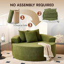 ovios 58" Oversized Round Chair Lounge Chaise Indoor, No Assembly Required, Cloud Large Circle Chair with Plush Fuax Fur, Fluffy Modern Sleeper Sofa Bed for Reading Yoga, Green (Cloud Velvet) by CozyNest Decor