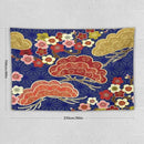 HZOHNAGO Japanese Tapestry Art Abstract Colorful Cherry Blossom Blue Background Pattern Printed Wall Tapestry Painting Wall Hanging for Bedroom Living Room Dorm 90" W x 60" H by CozyNest Decor