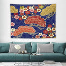 HZOHNAGO Japanese Tapestry Art Abstract Colorful Cherry Blossom Blue Background Pattern Printed Wall Tapestry Painting Wall Hanging for Bedroom Living Room Dorm 80" W x 60" H by CozyNest Decor