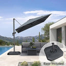 PURPLE LEAF 8 Feet Square Cantilever Umbrella Patio Umbrella with Base Outdoor Umbrella Aluminum Offset with 360-degree Rotation for Garden Deck Pool Patio, Grey by GreenHaven Gardens