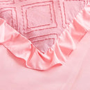 Mini Crib Bedding Set 3 Pieces Baby Boho Quilted Tufted Ruffles Comforter with Fitted Sheet and Ruffled Bed Skirt - Cute Shabby Baby Bedding Fits Mini Crib Only Pink by TinyTreasures Baby Boutique