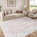 LIVEBOX Pink 6x9 Area Rug for Bedroom Girls, Boho Washable Rugs for Living Room Nursery, Non-Slip Indoor Soft Carpet Low-Pile Farmhouse Carpets for Dining Room Kids Playroom, Pink by TinyTreasures Baby Boutique