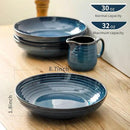 Pasta Bowls 32 OZ,Ceramic Salad Serving Bowls Set of 4,Large 8.7 inch Shallow Bowls Plates for Soup,Fruit,Noodle,Dinner,Dishwasher & Microwave Safe,Navy Blue by CozyNest Decor