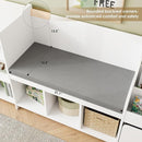 HOSTACK 67" Kids Reading Nook with Bench, Kids Bookshelf and Bookcase with Seat Cushion and 6 Storage Cubbies, Toy Storage Box on Wheels, Toy Chest for Playroom, Bedroom, School, White by TinyTreasures Baby Boutique