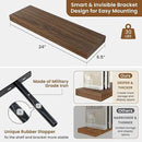 fuqing Floating Shelves for Wall, Bathroom Shelf Wall Mounted for Storage, Shelves with Invisible Bracket for Bedroom, Kitchen, Living Room, Farmhouse Small Book Shelf, 24 Inch Set of 2, Walnut by CozyNest Decor