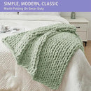 Bigacogo Chunky Knit Throw Blanket for Couch, 40x40 inches, 100% Hand Knitted with Thick Jumbo Chenille Yarn, Cozy Soft Large Rope Knot Cable Crochet Blankets for Sofa Bed Living Room, Sage Green by CozyNest Decor