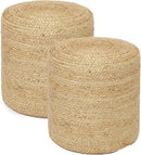 REDEARTH · Cylindrical Pouf Ottoman - Braided Pouffe Accent Sitting Round Footrest for Living Room, Bedroom, Nursery, kidsroom, Patio, Gym; 100% Jute Set of 2 (14.5"X14.5"X16"; Natural) by CozyNest Decor