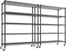 REIBII Storage Shelves with Wheels Wide Wire Shelving Unit with Wheels 75.2"H Tall Metal Shelves for Storage Sturdy Heavy Duty Shelving Deep Pantry Shelves 5 Tier Storage Rack, Keep Organized, 2 Pack by TinyTreasures Baby Boutique