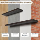 Axeman Floating Shelves for Wall - 32''W x 8'' D Rustic Solid Elm Wood Shelves for Storage, Wall Mounted Display Shelving with Invisible Heavy-Duty Metal Bracket (Walnut, 2PCs) by CozyNest Decor